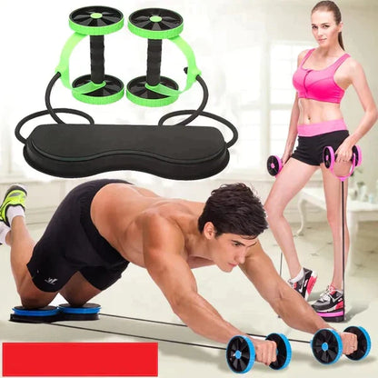 GymFlex Abs Roller: SlimFit Exercise Wheel with Resistance Bands & Knee Support Mat