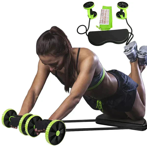 GymFlex Abs Roller: SlimFit Exercise Wheel with Resistance Bands & Knee Support Mat